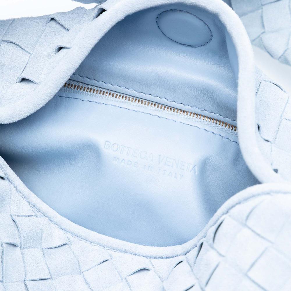 Bottega Veneta AB Bottega Veneta Blue Light Blue Suede Leather Small Intrecciato Hop Hobo Italy