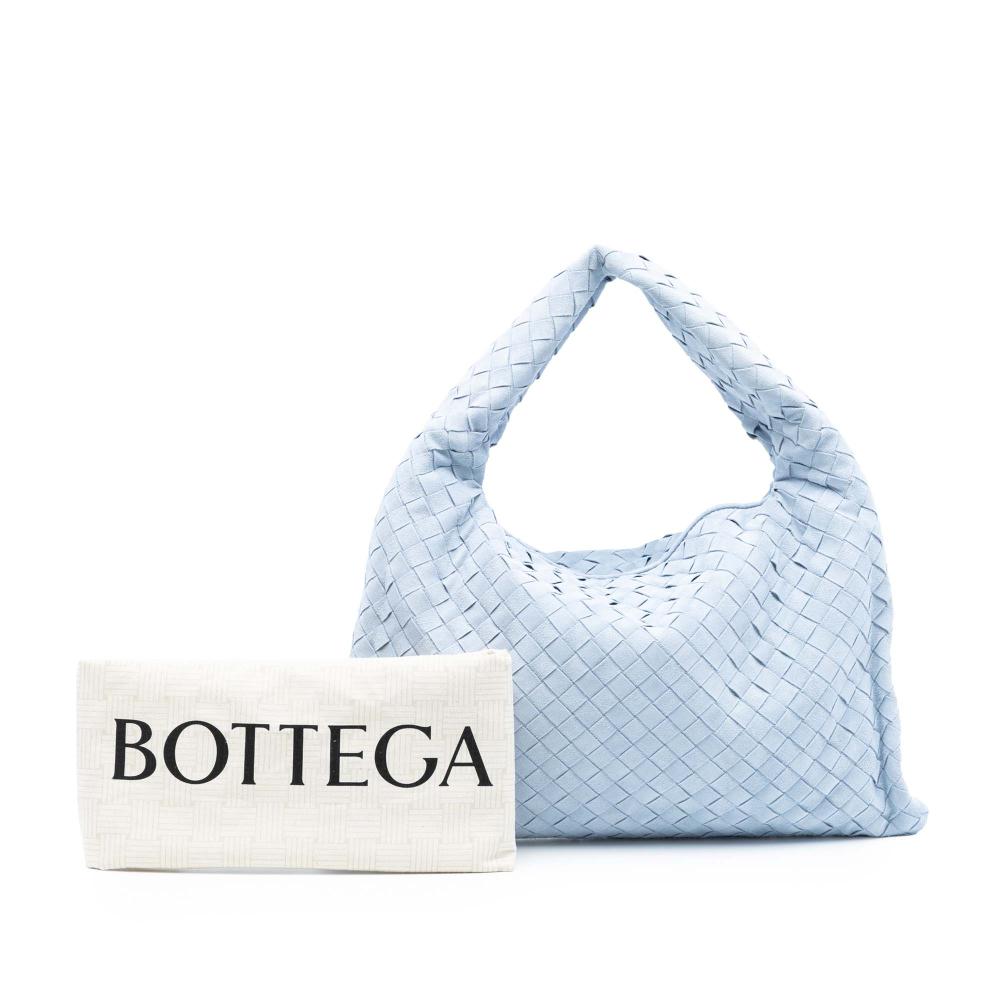 Bottega Veneta AB Bottega Veneta Blue Light Blue Suede Leather Small Intrecciato Hop Hobo Italy