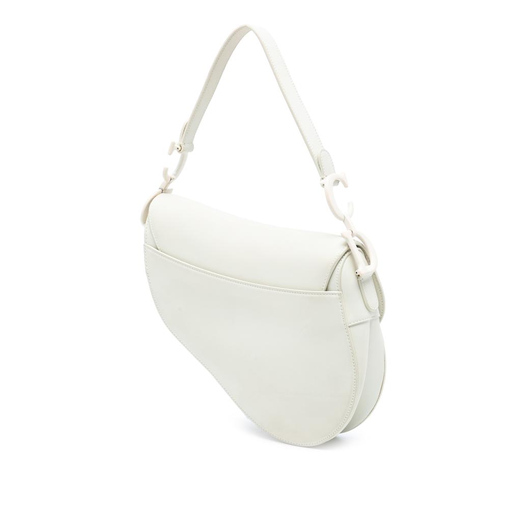 Christian Dior AB Dior White Calf Leather Ultra Matte skin Saddle Bag Italy