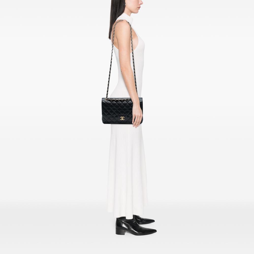 Chanel B Chanel Black Caviar Leather Leather Jumbo Classic Caviar Double Flap Italy