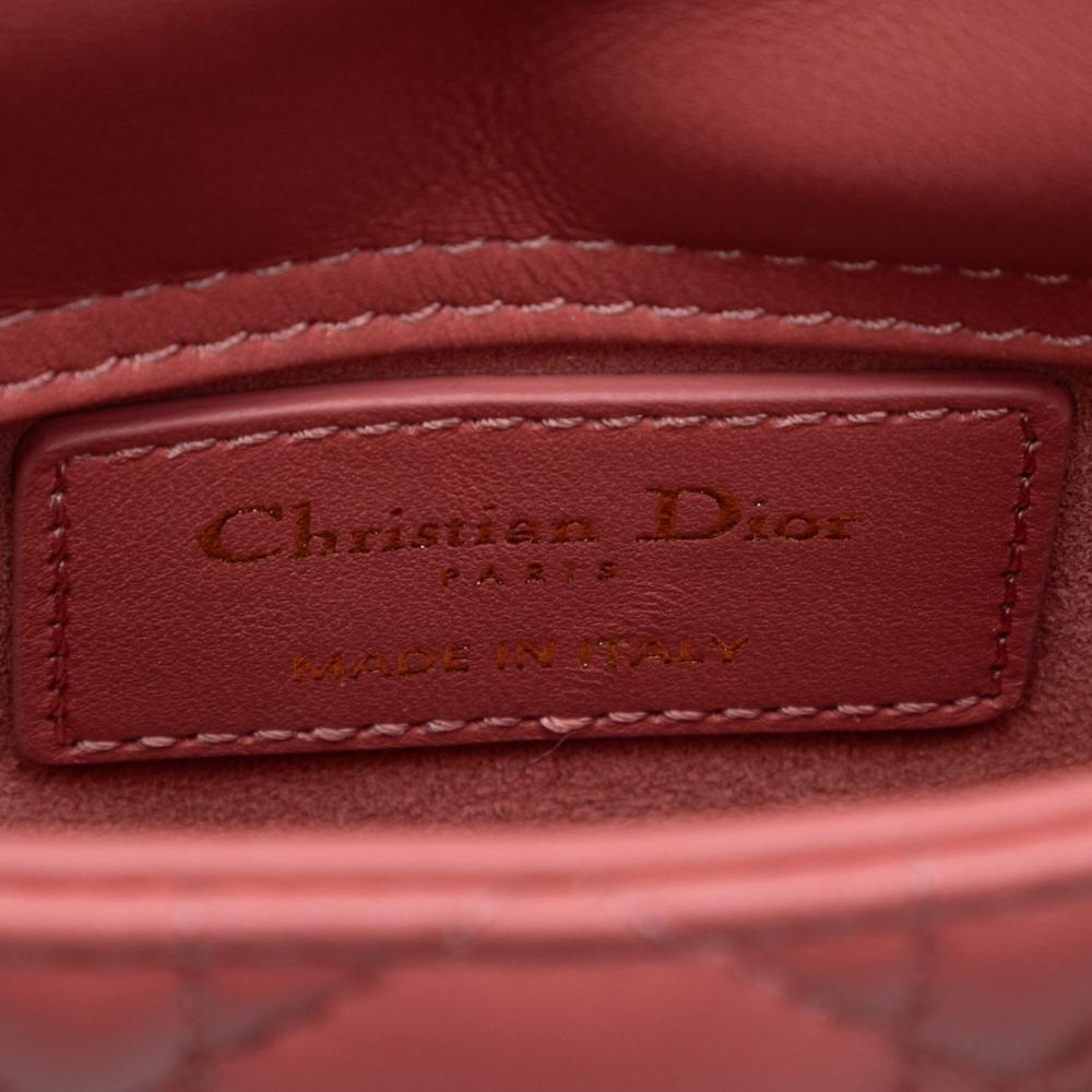 Christian Dior AB Dior Pink Blush Lambskin Leather Leather Micro Lambskin Cannage Lady Dior Italy