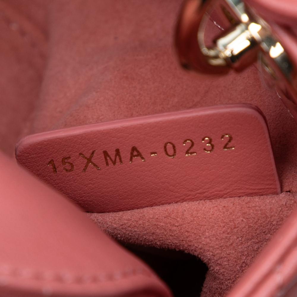 Christian Dior AB Dior Pink Blush Lambskin Leather Leather Micro Lambskin Cannage Lady Dior Italy