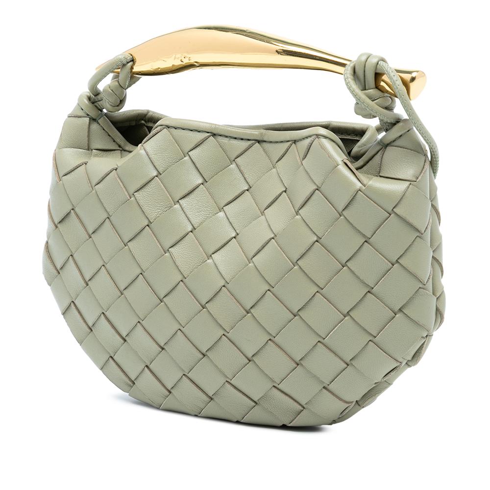 Bottega Veneta AB Bottega Veneta Gray Light Gray Lambskin Leather Leather Baby Lambskin Intrecciato Sardine Italy
