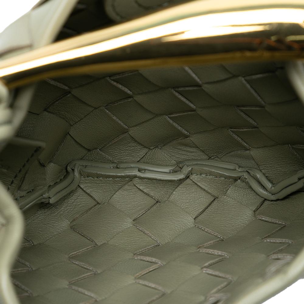 Bottega Veneta AB Bottega Veneta Gray Light Gray Lambskin Leather Leather Baby Lambskin Intrecciato Sardine Italy