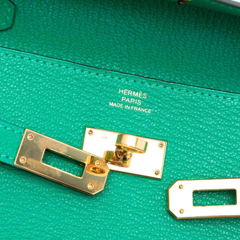 Hermès AB Hermès Green Goatskin Leather Chevre Mysore Kelly To Go Wallet France