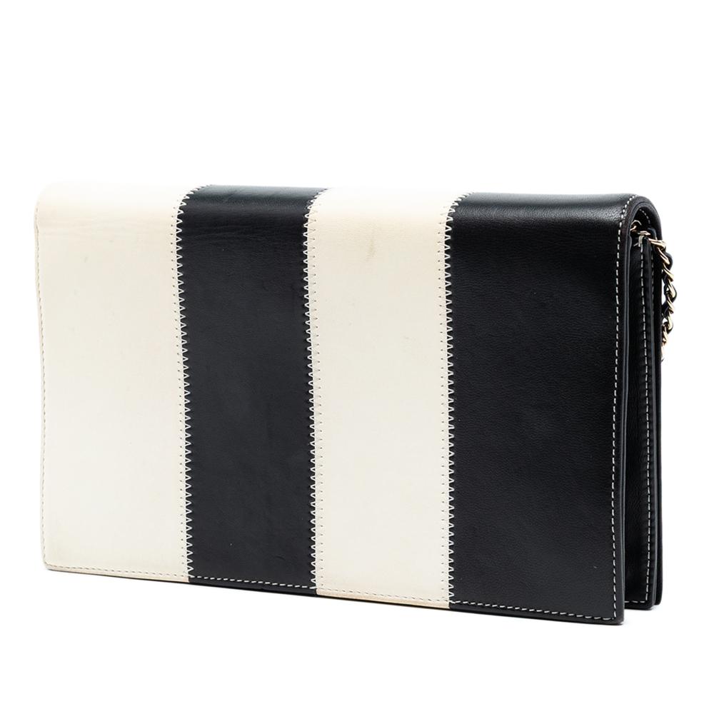 Chanel AB Chanel Black Lambskin Leather Leather CC Lambskin Embroidered Clutch With Chain Italy