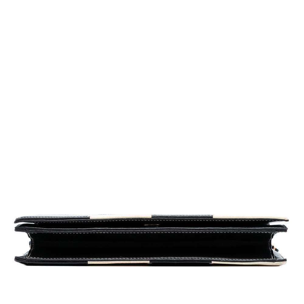Chanel AB Chanel Black Lambskin Leather Leather CC Lambskin Embroidered Clutch With Chain Italy