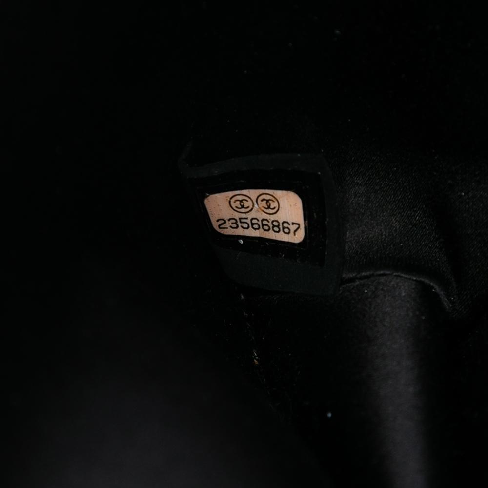 Chanel AB Chanel Black Lambskin Leather Leather CC Lambskin Embroidered Clutch With Chain Italy