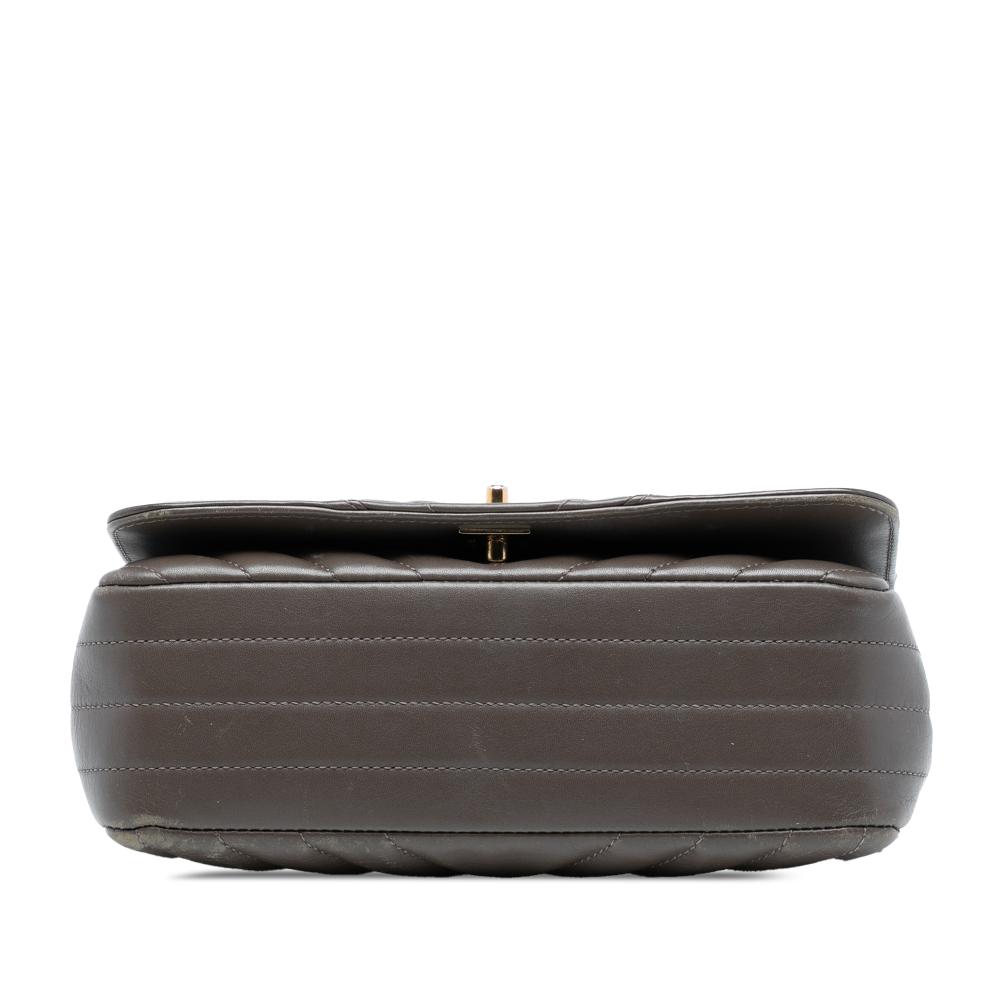 Chanel B Chanel Brown Taupe Lambskin Leather Leather Small Chevron Lambskin Statement Flap France