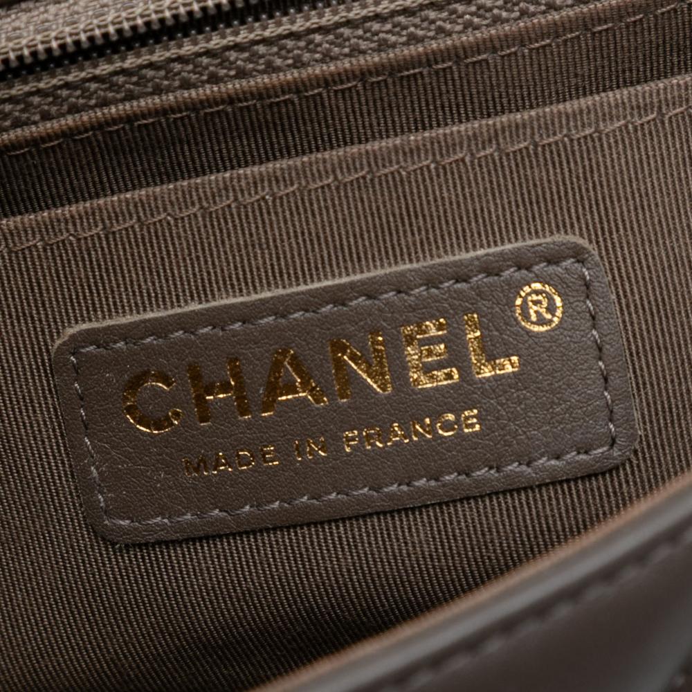 Chanel B Chanel Brown Taupe Lambskin Leather Leather Small Chevron Lambskin Statement Flap France