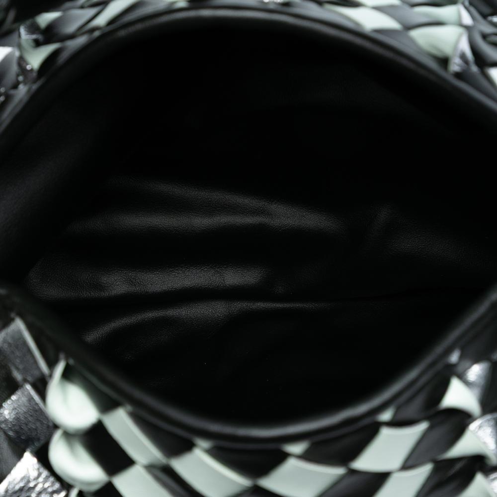 Bottega Veneta AB Bottega Veneta Black Calf Leather Small Bicolor skin Intrecciato Hop Hobo Italy