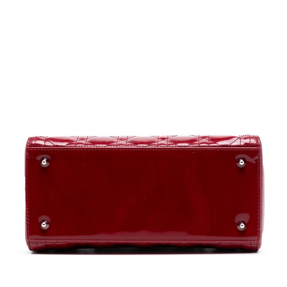 Christian Dior B Dior Red Patent Leather Leather Medium Patent Cannage Lady Dior Italy