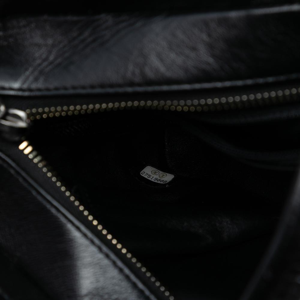 Chanel AB Chanel Black with White Ivory Calf Leather Small Knit and skin Gabrielle Hobo France