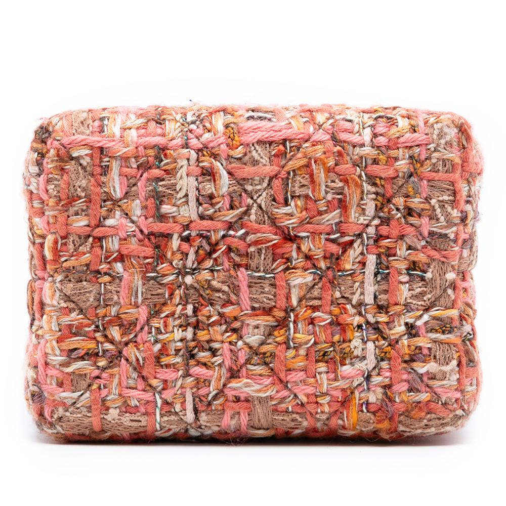 Chanel AB Chanel Pink Salmon Tweed Fabric CC Chain Vertical Box Crossbody Italy