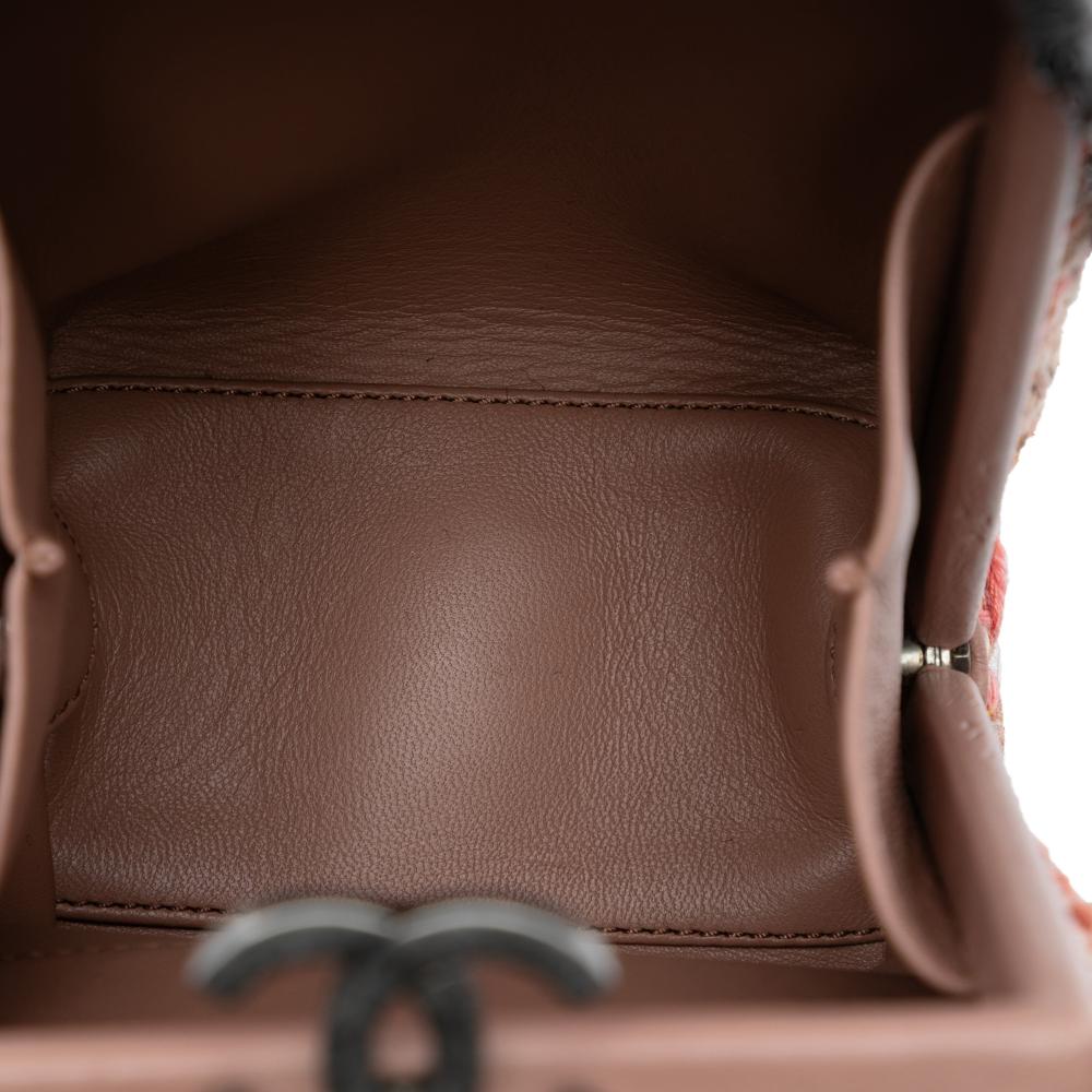 Chanel AB Chanel Pink Salmon Tweed Fabric CC Chain Vertical Box Crossbody Italy