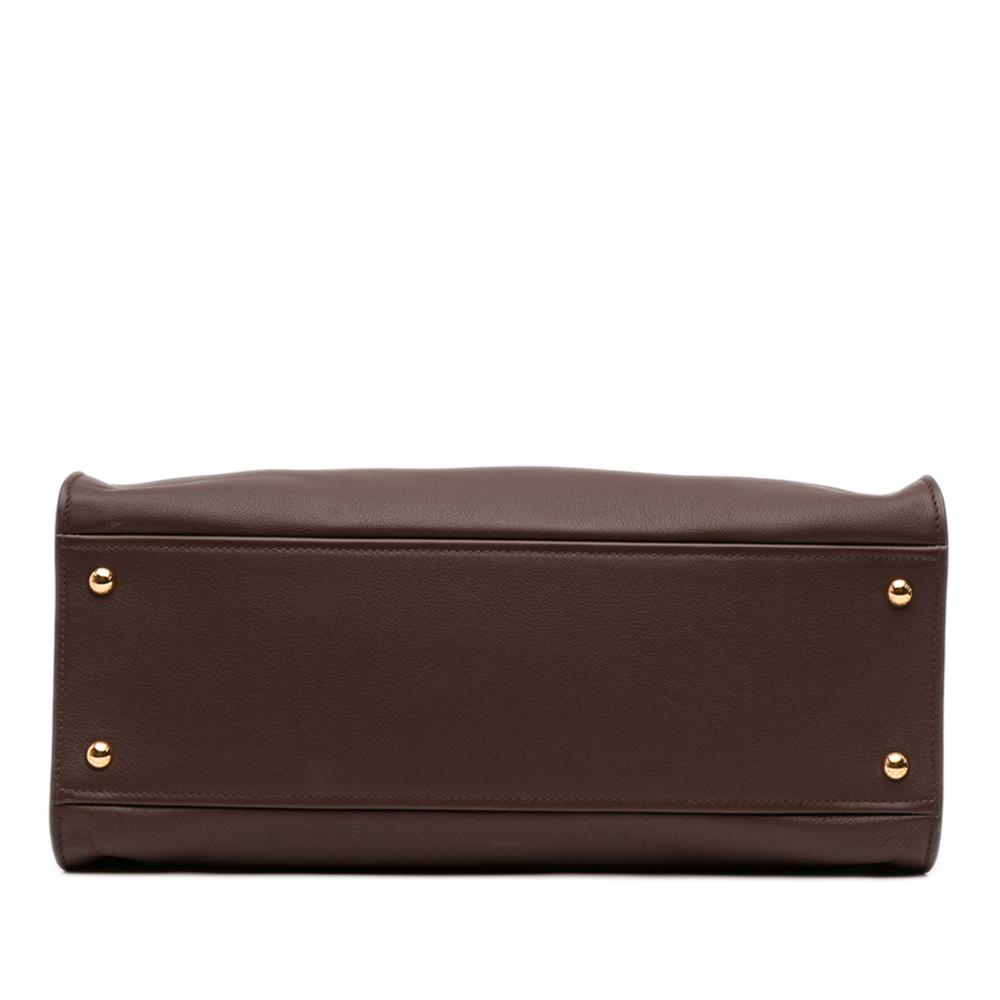 Prada B Prada Brown Dark Brown Calf Leather Large Tote Italy