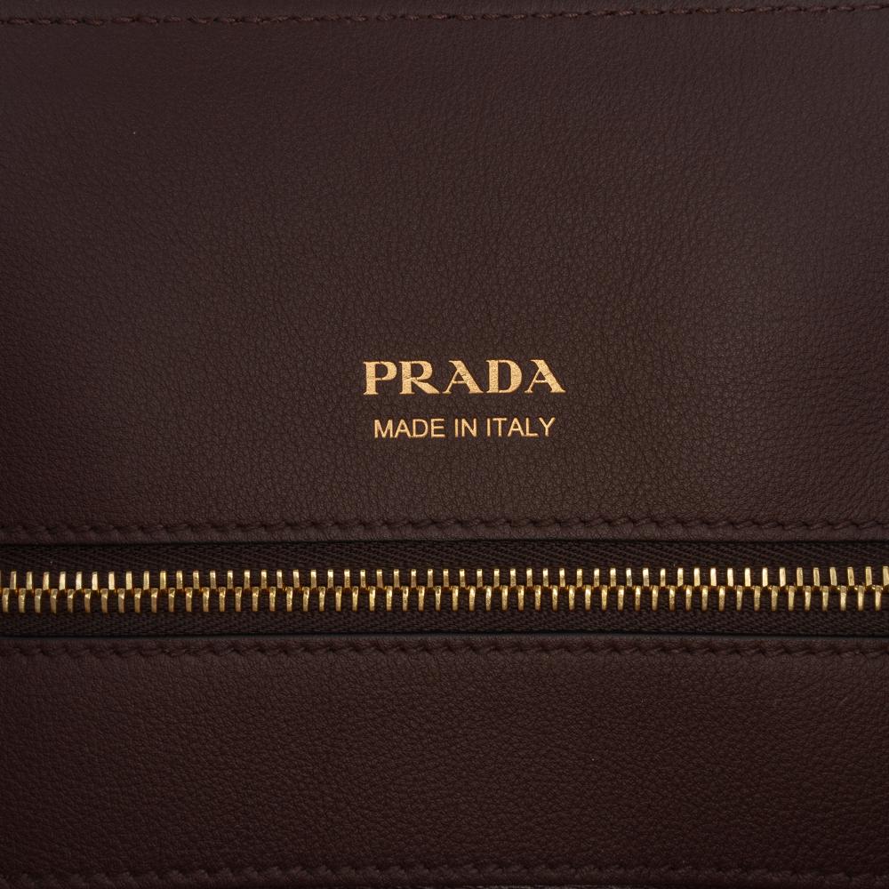 Prada B Prada Brown Dark Brown Calf Leather Large Tote Italy