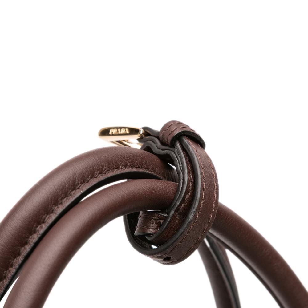 Prada B Prada Brown Dark Brown Calf Leather Large Tote Italy
