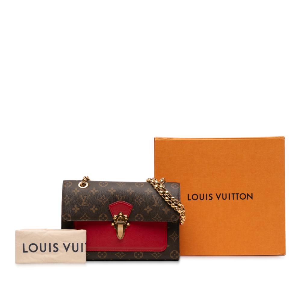 Louis Vuitton AB Louis Vuitton Brown with Red Monogram Canvas Fabric Monogram Victoire Spain