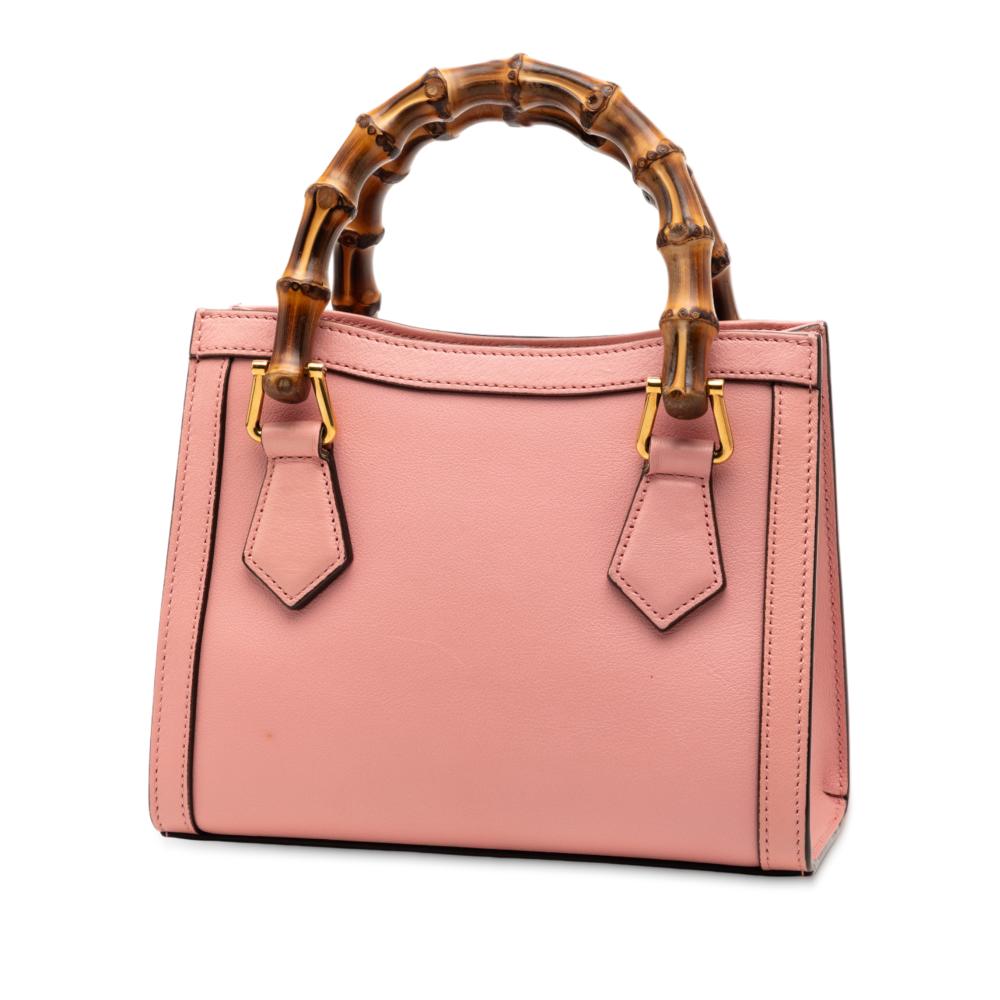 Gucci AB Gucci Pink Salmon Calf Leather Mini skin Bamboo Diana Satchel Italy