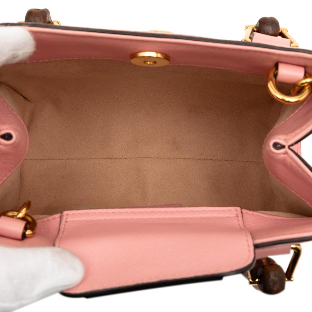 Gucci AB Gucci Pink Salmon Calf Leather Mini skin Bamboo Diana Satchel Italy