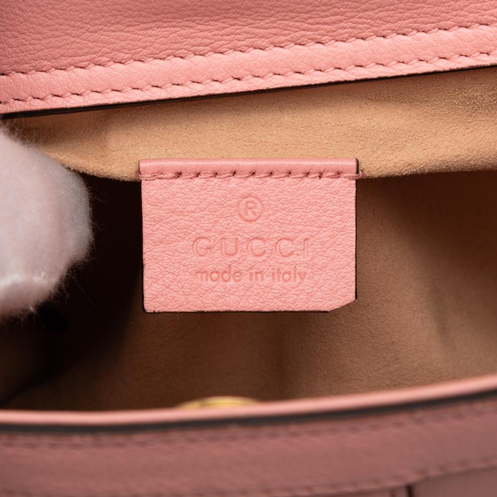 Gucci AB Gucci Pink Salmon Calf Leather Mini skin Bamboo Diana Satchel Italy
