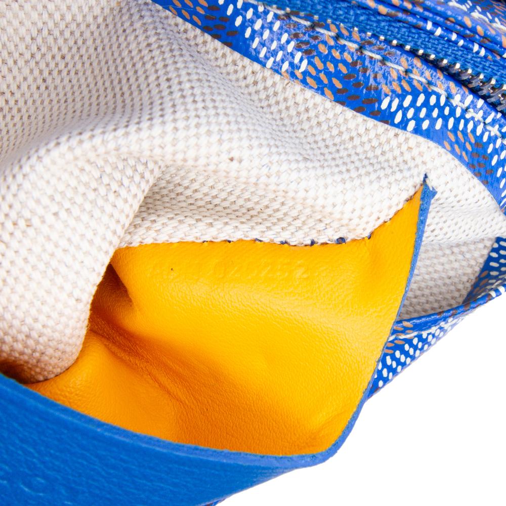 Goyard AB Goyard Blue Coated Canvas Fabric Goyardine Plumet Pocket Wallet France