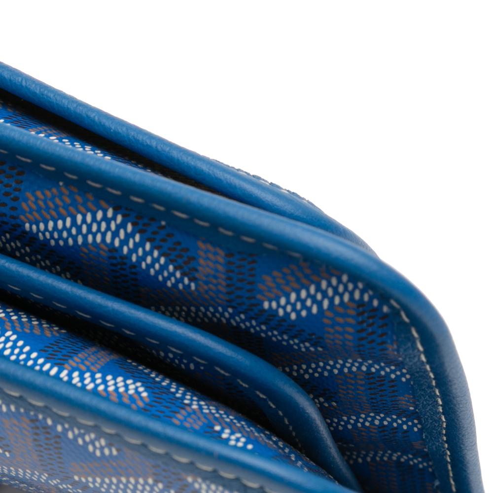 Goyard AB Goyard Blue Coated Canvas Fabric Goyardine Plumet Pocket Wallet France