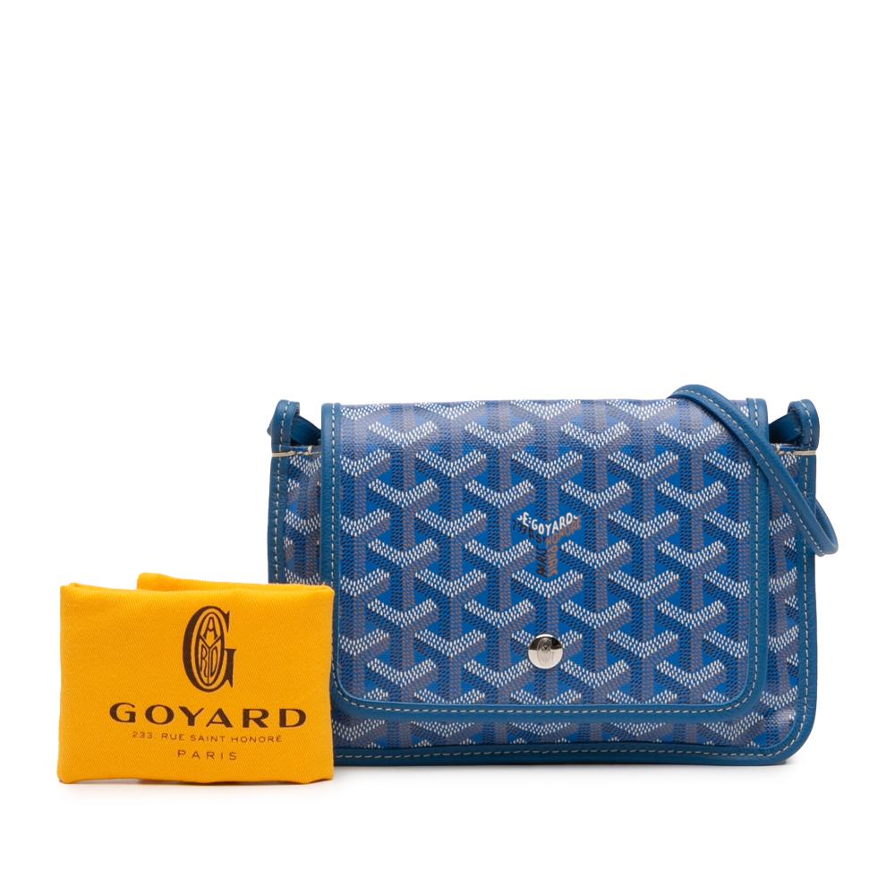 Goyard AB Goyard Blue Coated Canvas Fabric Goyardine Plumet Pocket Wallet France