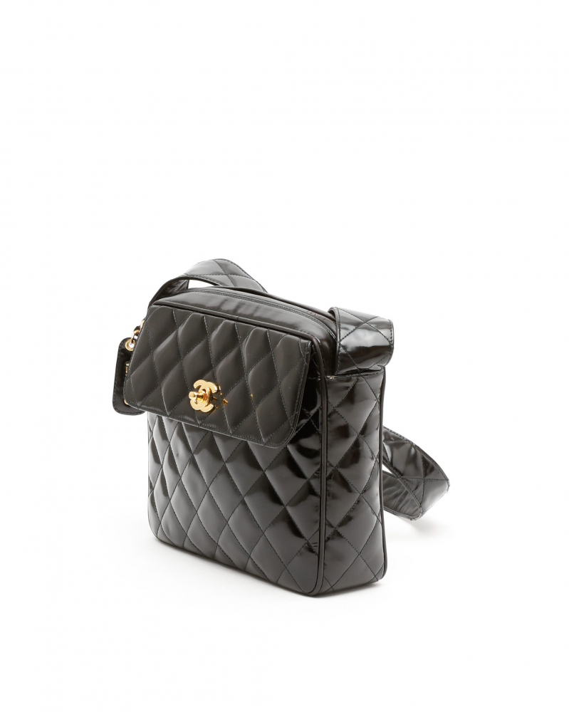Chanel Quilted Patent Camera Bag