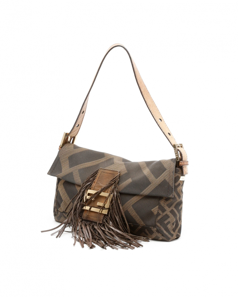 Fendi Zucca Fringe Baguette Bag