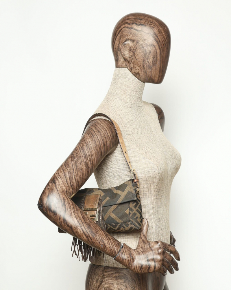 Fendi Zucca Fringe Baguette Bag