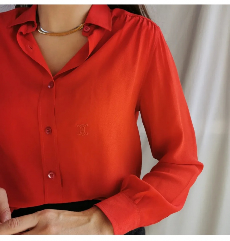 Celine Red silk blouse