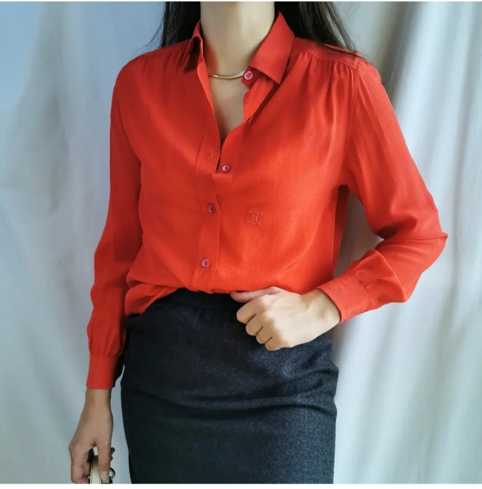 Celine Red silk blouse