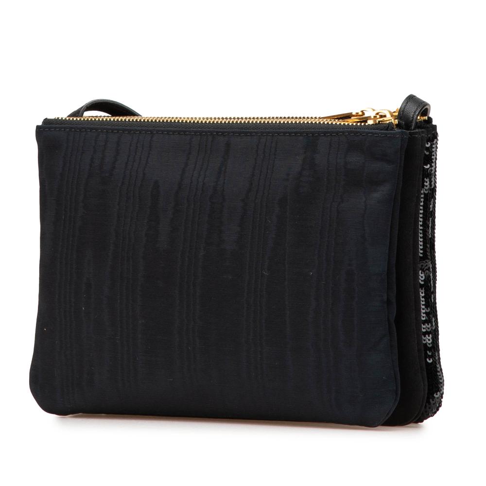Celine B Celine Black Mesh Fabric Small Sequin Trio Crossbody Italy