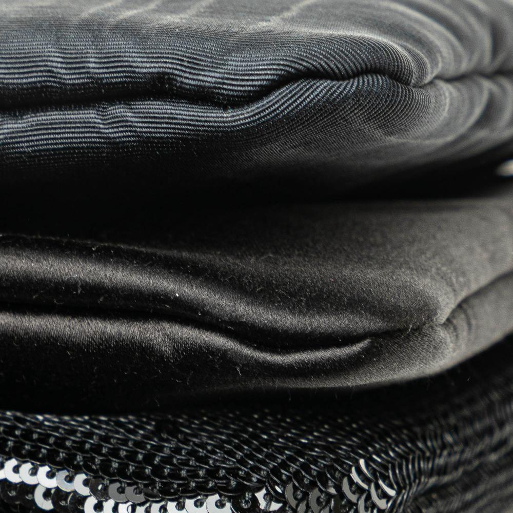 Celine B Celine Black Mesh Fabric Small Sequin Trio Crossbody Italy