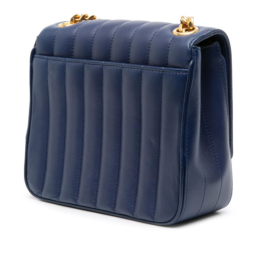 Saint Laurent B Saint Laurent Blue Lambskin Leather Leather Medium Lambskin Monogram Vicky Chain Bag Italy