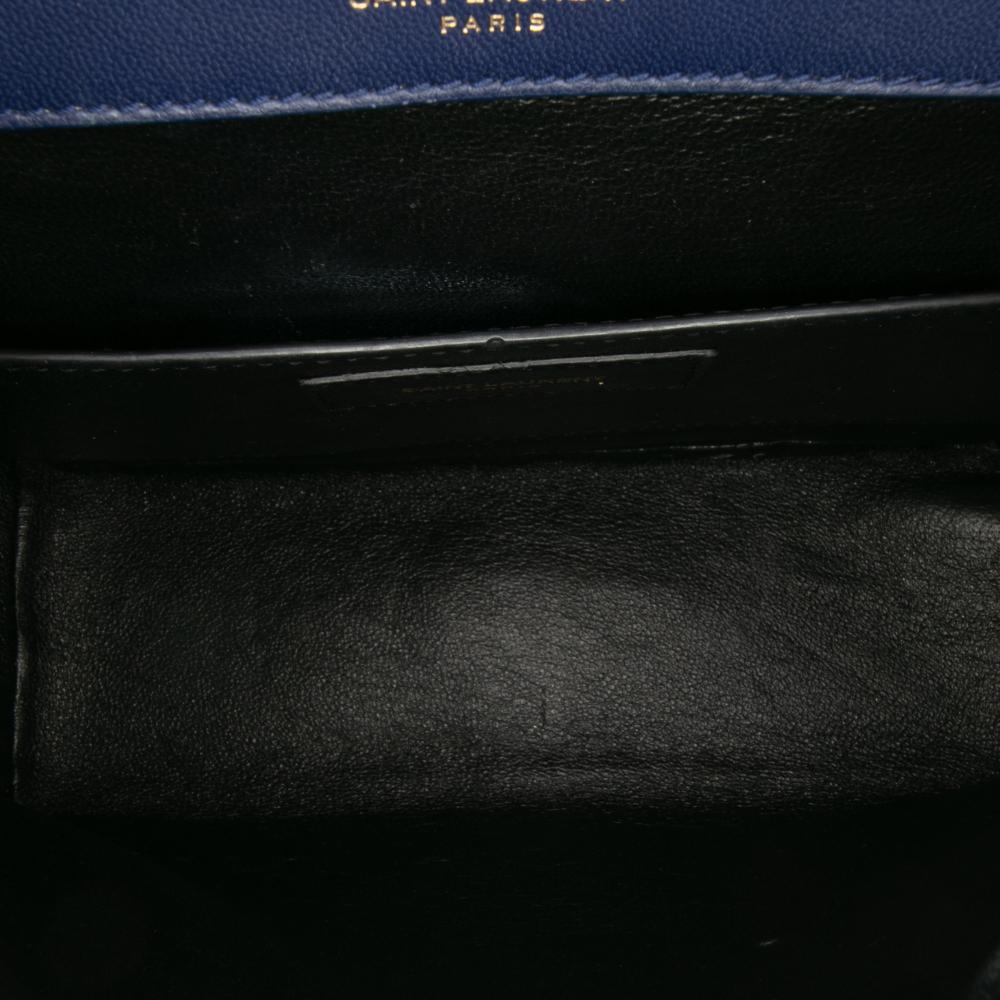 Saint Laurent B Saint Laurent Blue Lambskin Leather Leather Medium Lambskin Monogram Vicky Chain Bag Italy