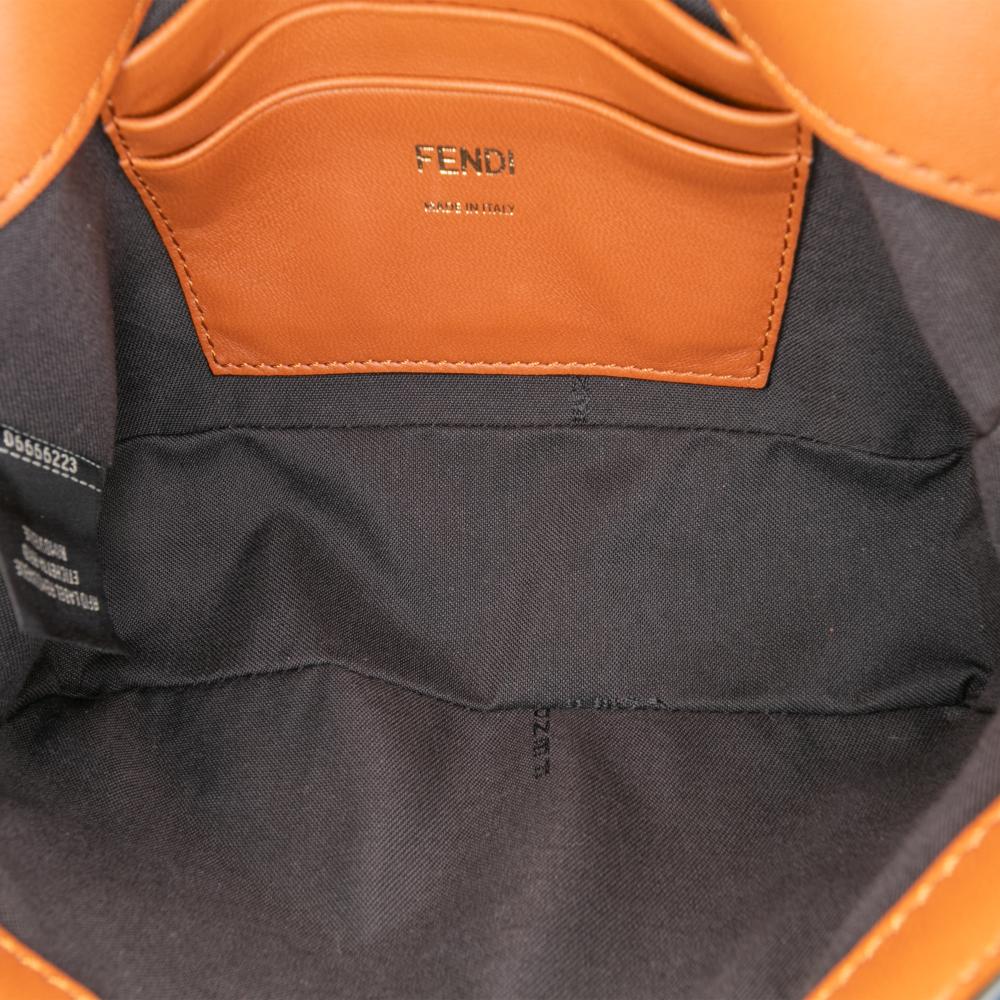 Fendi AB Fendi Brown Nappa Leather Leather Mini Bicolor Nappa Apolo Chain Baguette Shoulder Bag Italy