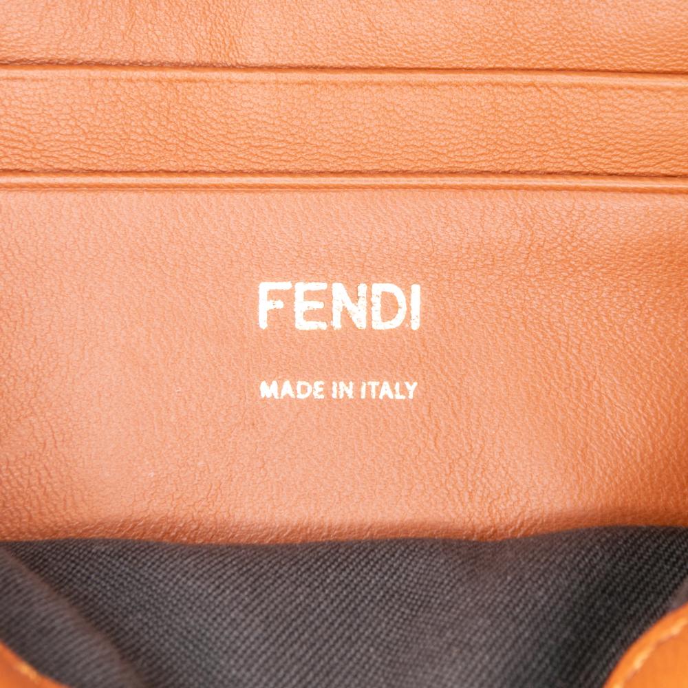 Fendi AB Fendi Brown Nappa Leather Leather Mini Bicolor Nappa Apolo Chain Baguette Shoulder Bag Italy