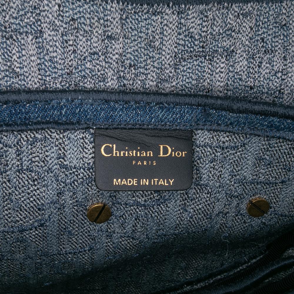 Christian Dior B Dior Blue Denim Fabric Oblique Embroidered Saddle Bag Italy
