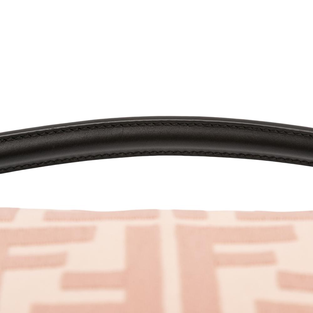 Fendi B Fendi Pink Light Pink Canvas Fabric Zucca Embroidered Baguette Satchel Italy