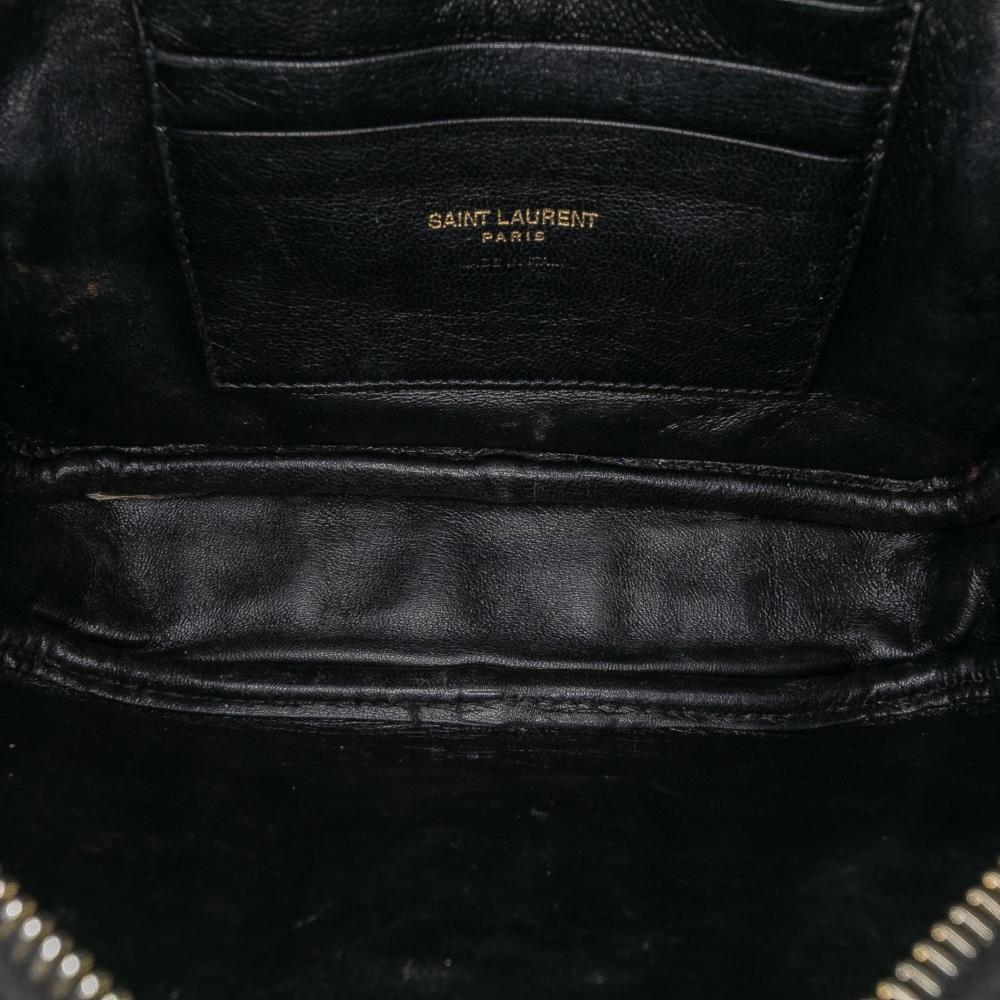Saint Laurent B Saint Laurent Black Patent Leather Leather Mini Croc Embossed Patent Monogram Lou Camera Bag Italy