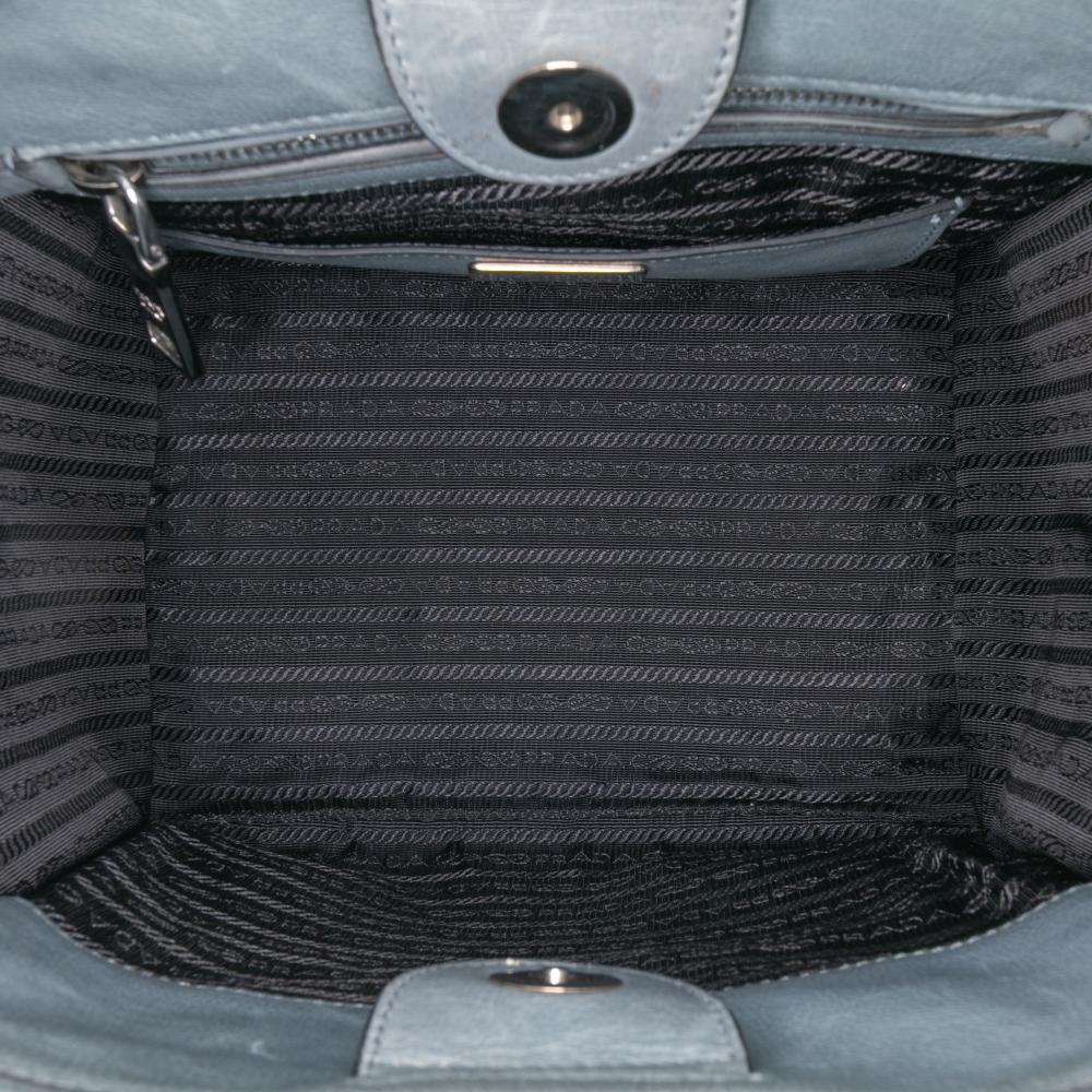 Prada B Prada Gray Dark Gray Calf Leather Glace Twin Pocket Satchel Italy