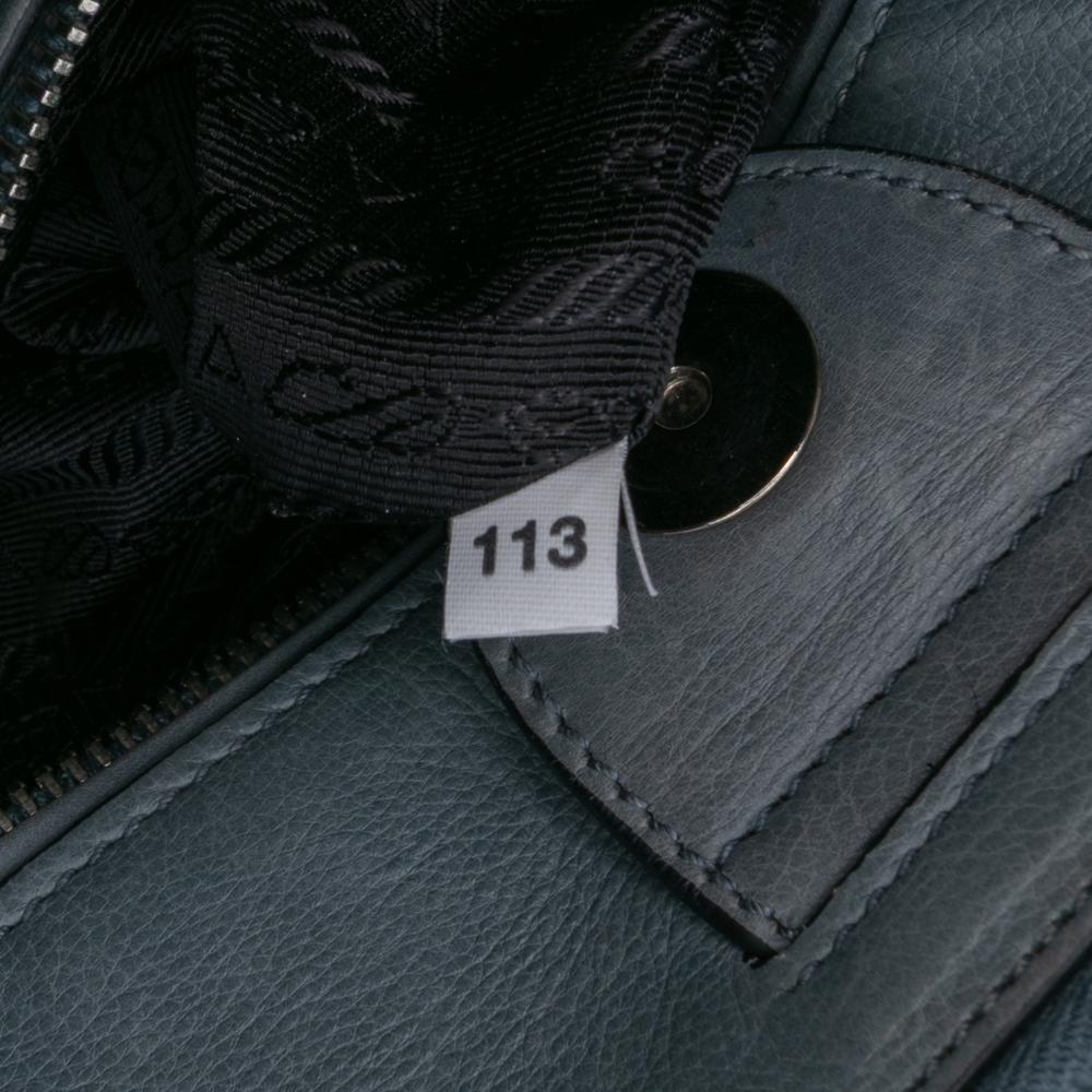 Prada B Prada Gray Dark Gray Calf Leather Glace Twin Pocket Satchel Italy