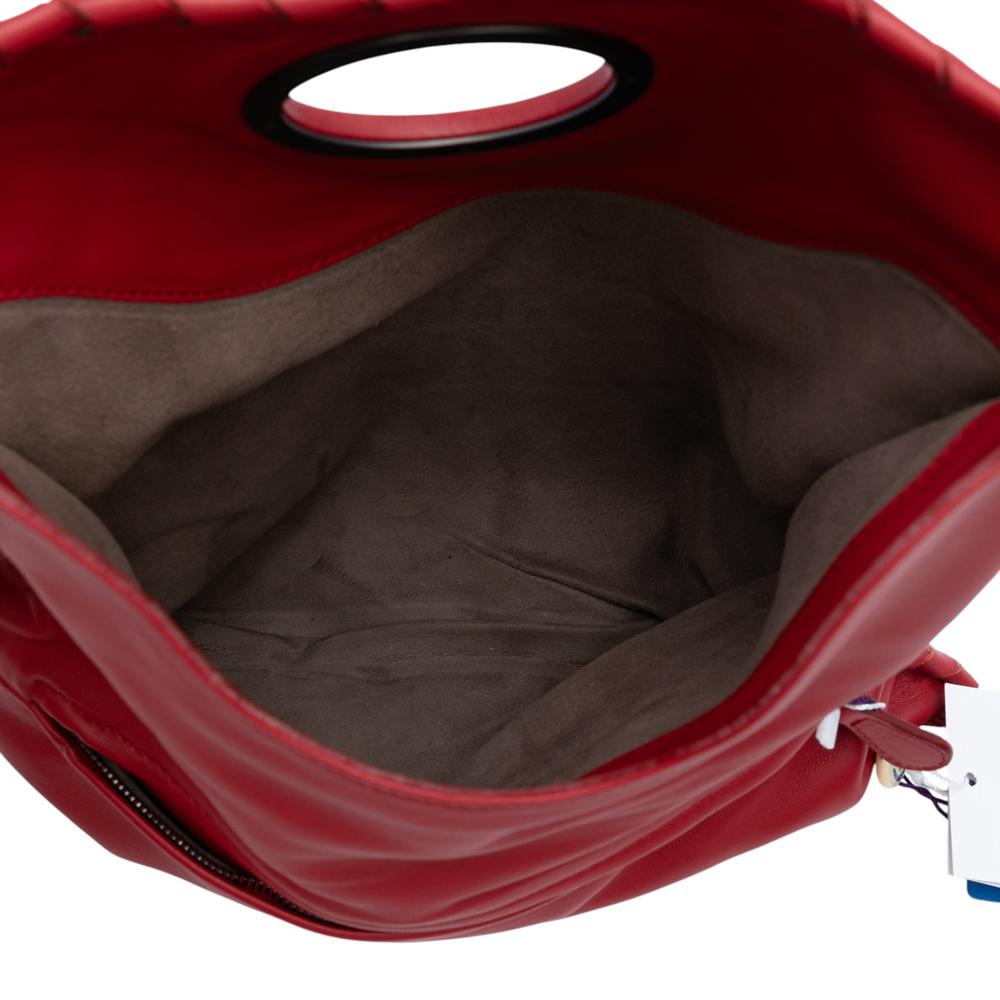 Bottega Veneta B Bottega Veneta Red Nappa Leather Leather Nappa Intrecciato Turn Lock Clutch Italy