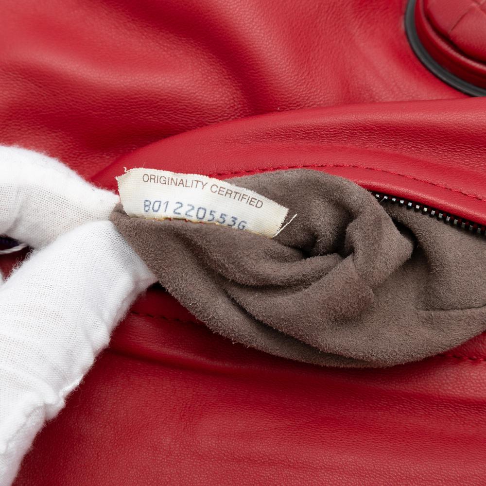 Bottega Veneta B Bottega Veneta Red Nappa Leather Leather Nappa Intrecciato Turn Lock Clutch Italy