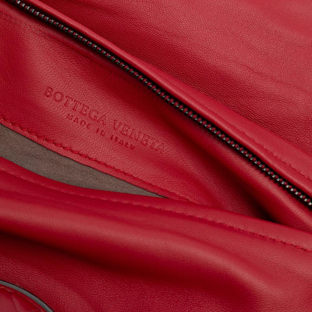 Bottega Veneta B Bottega Veneta Red Nappa Leather Leather Nappa Intrecciato Turn Lock Clutch Italy