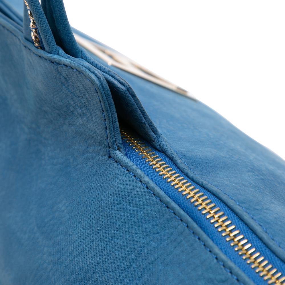 Fendi B Fendi Blue Nubuck Leather Leather Medium FF Nubuck Chains Tote Italy