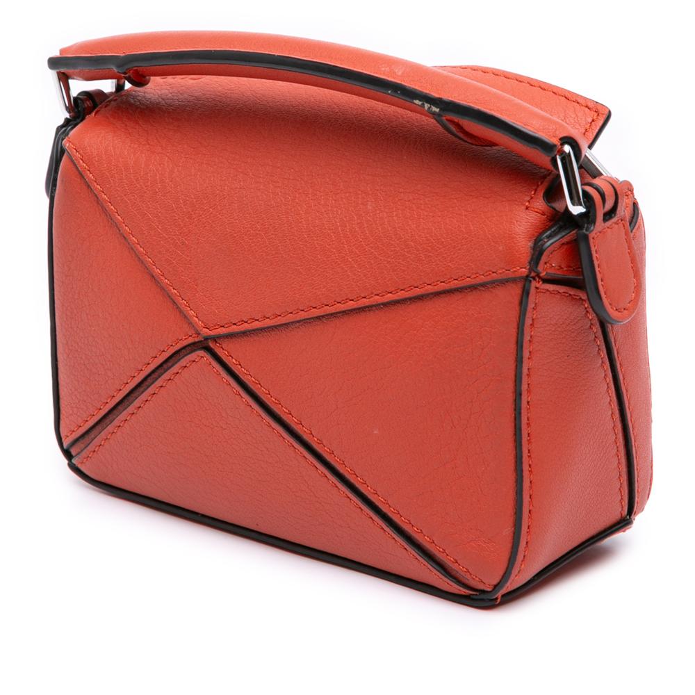 Loewe AB LOEWE Orange Dark Orange Calf Leather Nano skin Puzzle Satchel Spain